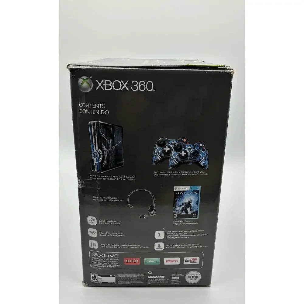 Xbox 360 Halo 4 Limited Edition Console Bundle 320GB Tested Working BOX HAS WEAR
